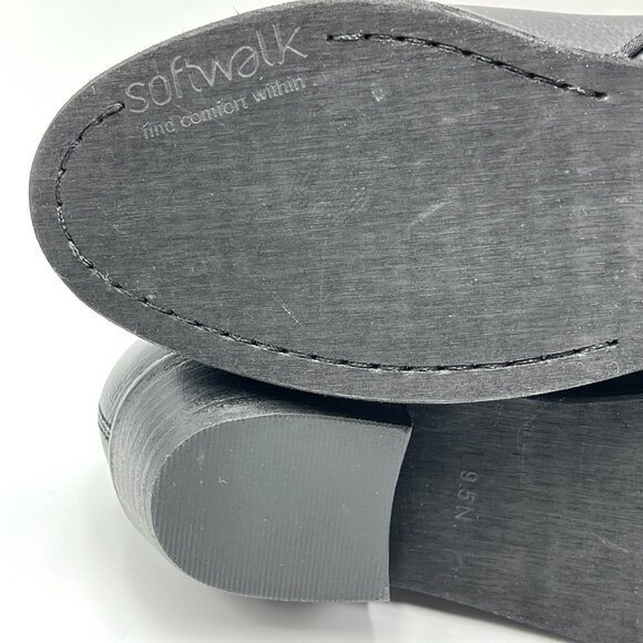 9.5N‎ 9.5 NARROW WIDTH Softwalk Womens Rocklin Black Leather Ankle Boots Shoes - Picture 10 of 14